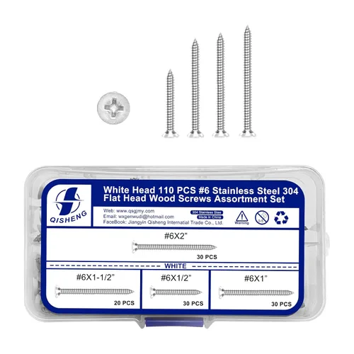 Vista 17 de QISHENG - Juego de 100 tornillos Phillips de cabeza plana de acero inoxidable marrón #6X1-1/2 (3.8 cm), tornillo de acero inoxidable 18-8 A2 (304)