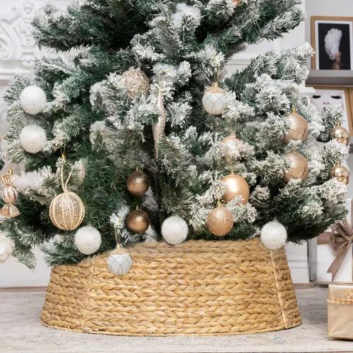 Vista 7 de KOLWOVEN Collar de árbol de Navidad de 28 pulgadas para árboles de Navidad grandes a pequeños, falda ajustable con anillo de árbol de Navidad