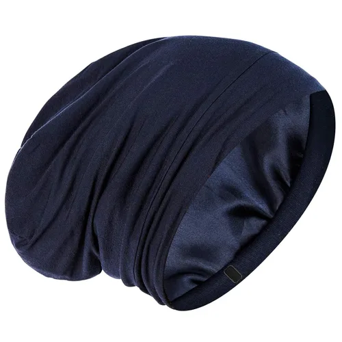 Vista 13 de Gorro de dormir con forro de satén, ajustable, no se decolora, con calavera, para proteger el cabello rizado natural, negro y gris oscuro