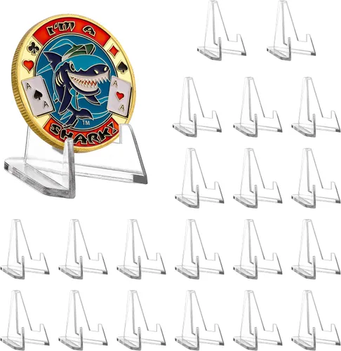 Vista 6 de Soportes de exhibición de acrílico para monedas, soportes para monedas de desafío, soportes de caballete mini, soporte de exhibición para tarjetas