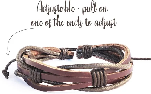 Vista 3 de Mens Leather Bracelet Braided Brown Rustic Gift For Dad Fathers Day Cuff Wrist Band Rope Bracelet for Guys