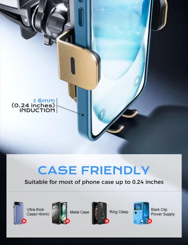 Vista 7 de CHGeek Cargador de Coche Inalámbrico, Carga Rápida de 15W, Cargador de Coche con Abrazadera Automática, Soporte para Teléfono Compatible con iPhone