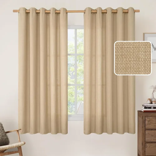 Vista 47 de LAMIT Cortinas de Lino Blancas Semitransparentes para Dormitorio, Paneles Filtrantes de Luz, Cortinas de Lino con Ojales de Protección de Privacidad