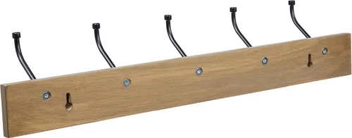 Vista 4 de Yaxa Basics - Perchero de pared rectangular estilo casa de campo con ganchos de almacenamiento, 5 ganchos, color madera de granero Casa