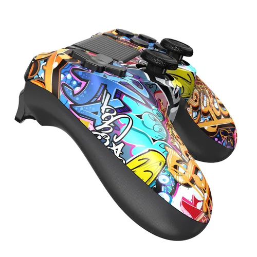 Vista 3 de TIANHOO Controlador inalámbrico compatible con PS4/Pro/Slim, con retroalimentación de vibración, detección de movimiento, panel táctil, barra