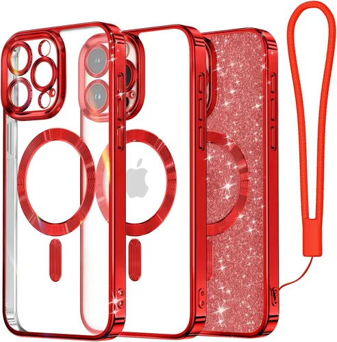 Vista 56 de Meifigno Funda diseñada para iPhone 16 de 6.1 pulgadas, [tarjeta con purpurina y correa de muñeca] [compatible con MagSafe] Protección completa