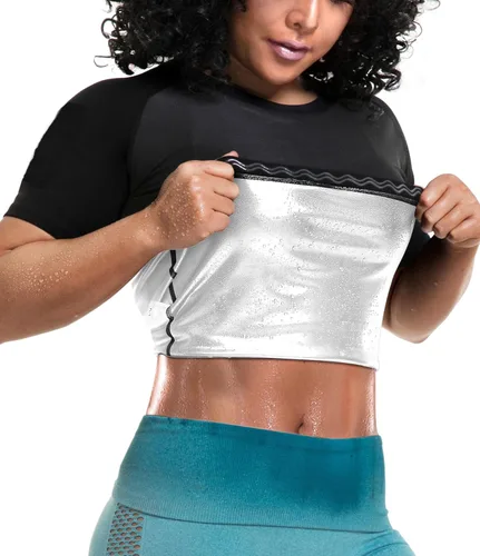 Vista 6 de LMCOB Camiseta deportiva de compresión para mujer para sauna, chaleco de sauna que atrapa el calor para mujer