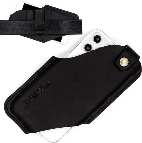 Vista 9 de TobbinGear Funda de cuero para teléfono móvil con clip para cinturón, bolsa de cinturón de cuero, funda universal para teléfono en el cinturón