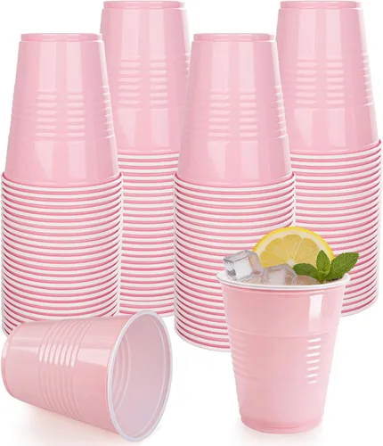 Vista 12 de WELLIFE 200 piezas de vasos de plástico dorados, vasos de plástico transparentes de 9 onzas, vasos de vino desechables, vasos de cóctel de plástico