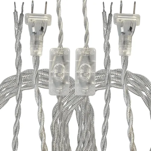 Vista 9 de Royal Designs, Inc. Cable de lámpara de rayón trenzado de 8 pies con enchufe NEMA-15P, interruptor de encendido/apagado, extremos pelados listos