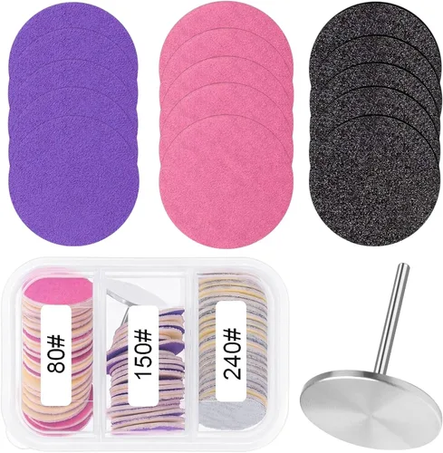 72 discos de papel de lija y broca de metal para uñas, disco de papel de lija de repuesto de 0.98 pulgadas para herramientas de suministros de