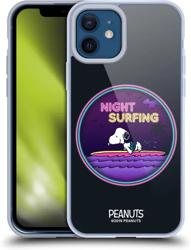 Vista 121 de Head Case Designs Funda de gel suave con licencia oficial de Peanuts Tropical Surf Snoopy Aloha Disco compatible con Apple iPhone 13 Mini