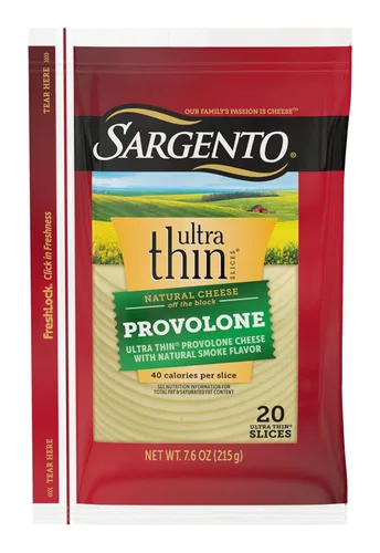Rebanadas de queso Sargento Ultra Thin Provolone, ideales con maridajes italianos y perfectas para sándwiches, paquete de 7.6 onzas