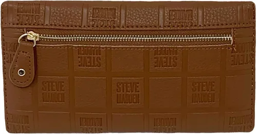 Vista 3 de Steve Madden Billetera triple con barra de logotipo, Coñac, Steve Madden Billetera triple para mujer