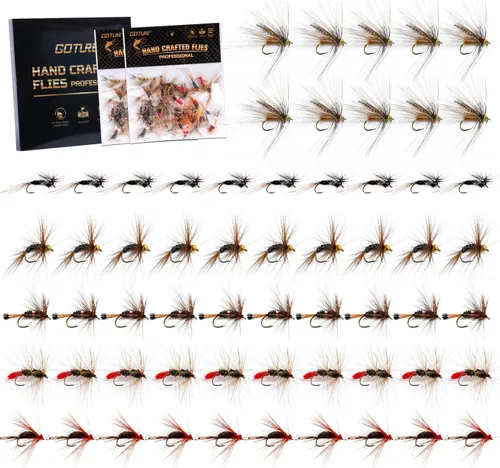 Vista 7 de Goture Kit de moscas de pesca con mosca, 25 piezas/30 piezas/100 piezas señuelos de pesca con mosca, moscas secas, moscas húmedas, streamers