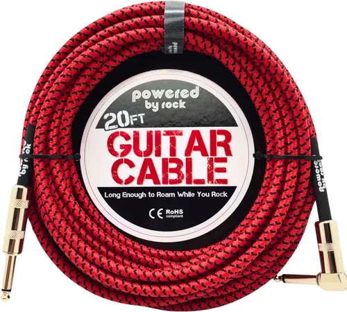 Cable de guitarra para guitarra eléctrica y bajo, cable de instrumento de 20 pies, sin zumbidos ni enredos, entradas de 14 de pulgada macho a macho