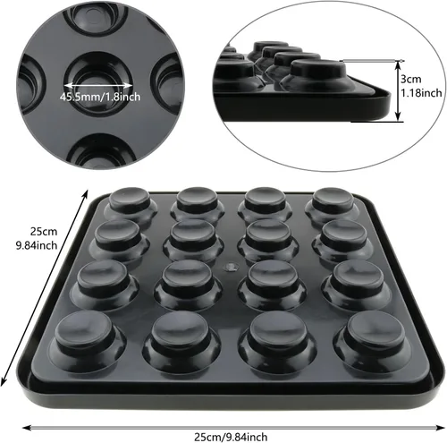 Vista 4 de Bandeja de billar estándar para 16 bolas, 16 agujeros, plástico negro, 25x25x3cm/9.84x9.84x1.18inch