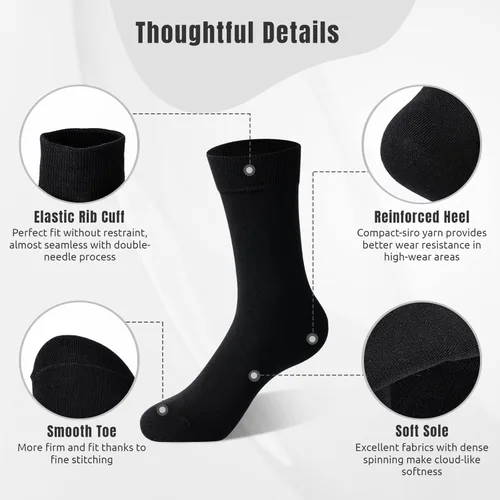 Vista 3 de Mens Dress Socks, Crew Socks for Men, Cotton Socks with Lycra Spandex Socks 4 Pairs