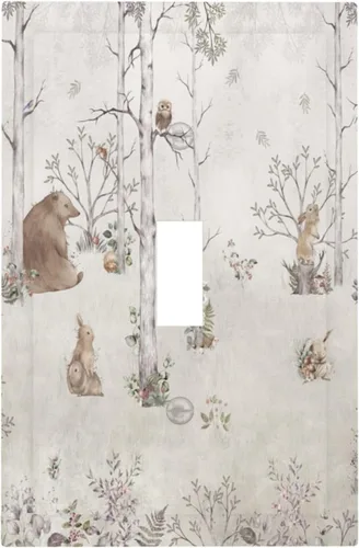 Vista 180 de Placa decorativa para interruptor de luz, diseño bohemio, abstracción, montaña y sol, 2 bandas, 1 palanca, 1 placa de pared dúplex, cubiertas