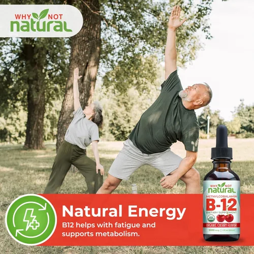 Vista 9 de Why Not Natural Líquido orgánico de vitamina B12 – Sublingual Extra Strength 60 x 5000 mcg gotas de metilcobalamina, vegano, maximiza la absorción