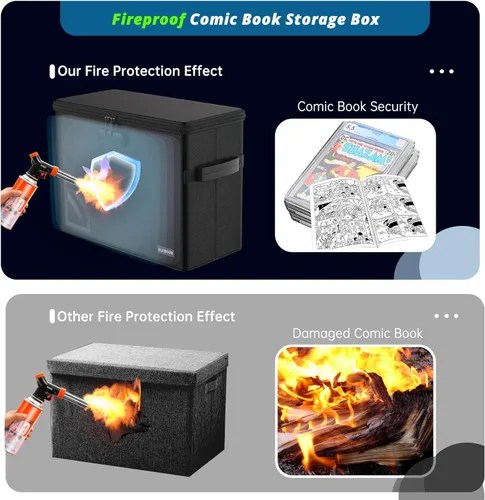 Vista 2 de Almacenamiento de cómics graduado para 30 cómics, resistente al fuego, resistente al agua y a la humedad, apilable, caja de cómics CGC con ventana