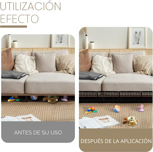 Vista 4 de 12 piezas de bloqueador para debajo del sofá para cama ajustable de plástico con 30 lazos, barreras negras para sofá para perros, mascotas y gatos