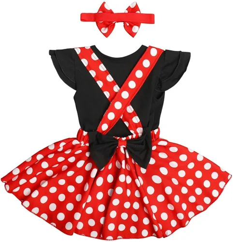 Vista 2 de IDOPIP Conjunto de 3 piezas de ropa de bebé para niñas de primer cumpleaños para sesión de fotos