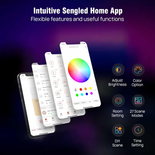 Vista 6 de Sengled Zigbee - Kit de iniciación de tiras de luces LED RGBW de 16.4 pies, tira de luz inteligente, concentrador e interruptor, compatible