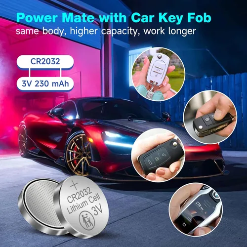 Vista 2 de Batería de litio CR2032 de 3 voltios, pila de botón de moneda, paquete de 200