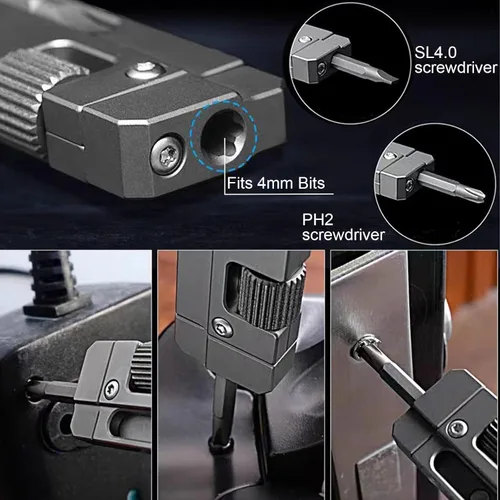 Vista 3 de Llave inglesa de llavero de titanio – Mini llave inglesa ajustable EDC con destornillador, herramienta de bolsillo para uso diario, viajes