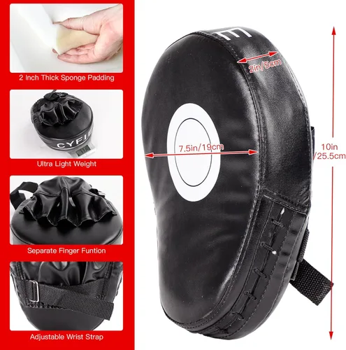 Vista 5 de 2-in-1 Boxing Pads Set, Punch Mitts & Kick Pad Combo for Kids & Adults, Adjustable MMA Training Gear for Boxing, Kickboxing, Karate & Taekwondo