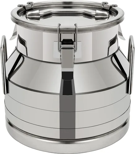 LOYALHEARTDY Lata de leche, jarra de leche de acero inoxidable de 12L/3.17 galones, cubeta de hielo de metal hermético universal con tapa, ideal