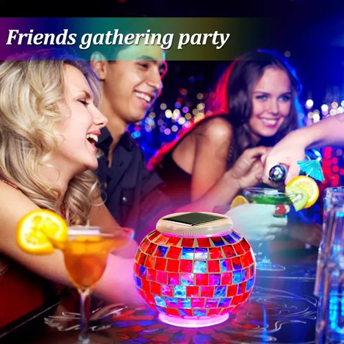 Vista 7 de Luz solar de mosaico que cambia de color, luces LED de jardín, luces solares de mesa para exteriores, impermeables, luces nocturnas solares