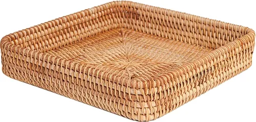 Vista 4 de ChezMax Cesta de ratán organizadora de almacenamiento cestas de mimbre organizador rectangular soporte para toallas de invitados para baño