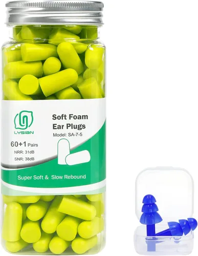 Vista 6 de Lysian - Tapones de espuma para los oídos (60 pares) y tapones para los oídos de silicona, 5 pares