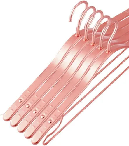 Vista 9 de 5pcs Metal Clothing Hanger Aluminum Alloy Thicken Winter Coat Hanging Rack Space Saver Storage Clothes Hangers(Champagne)