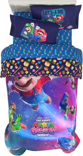 Vista 80 de Juego de ropa de cama clásico retro arcoíris de los Cariñositos, 7 piezas, edredón y sábanas supersuaves con funda de almohada, tamaño matrimonial
