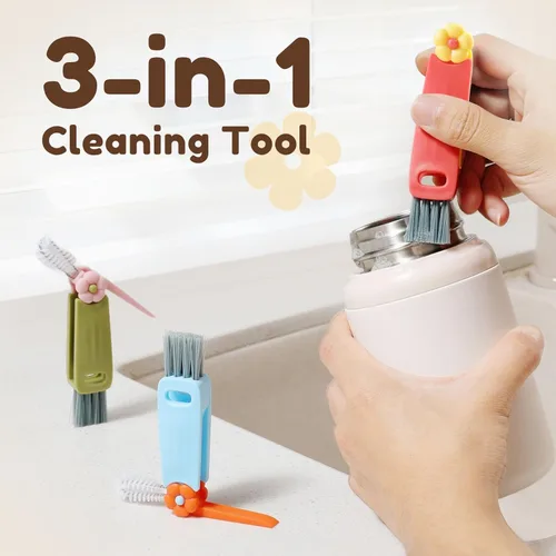 Vista 2 de Cepillo de limpieza 3 en 1 para tapa de taza, 2025 nuevo limpiador multifunción para tapa de taza para espacio de botella, herramientas de limpieza