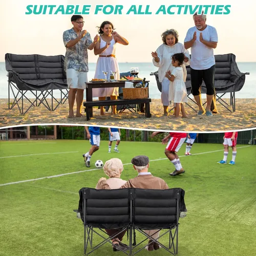 Vista 6 de DoCred Double Camping Chair - Oversized Loveseat, 2 Person Camping Chair for Adults Heavy Duty,Two Person Folding Chair with Cup Holder, Supports up