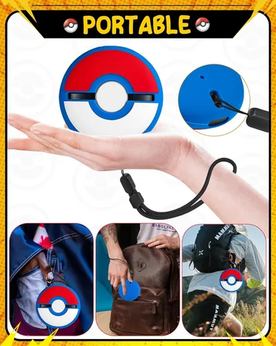 Vista 5 de Gurgitat for Pokemon Go Plus Plus Case with Wrist Strap Cute Cartoon Girls Teens Game Boys Blue Ball for Poké Go Plus+ Cover Accessory Slim Soft