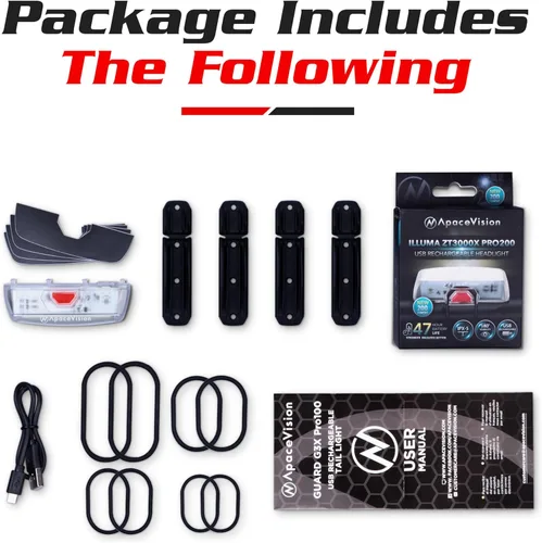 Vista 3 de Apace Illuma ZT3000 Luz delantera recargable USB para bicicleta con luz de 200 lúmenes para una visibilidad óptima en la bicicleta