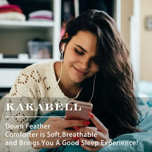 Vista 7 de KAKABELL Relleno de edredón, edredón de plumón de ganso tamaño King, funda 100% algodón, 750+ potencia de relleno de 61 onzas, relleno de plumón