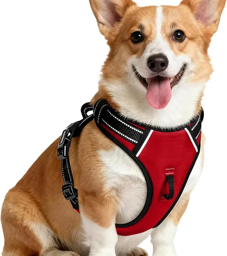 Vista 34 de Arnés para perro sin tirones, chaleco reflectante ajustable y acolchado para mascotas con asa de fácil control, fácil de llevar con nudo elegante