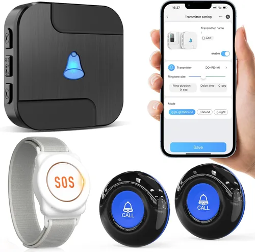 Vista 9 de CallToU Botón de llamada inalámbrico Wi-Fi para cuidadores para ancianos en casa, sistema de ayuda de caída de alerta de emergencia APP