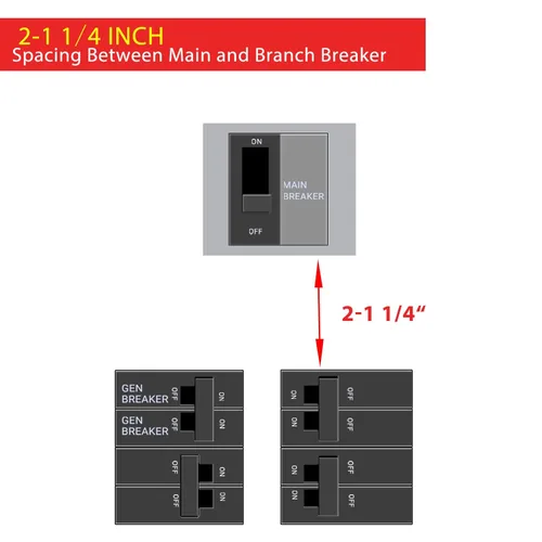 Vista 3 de Kit de enclavamiento para generador compatible con Eaton o Cutler Hammer Vertical Throw CH Series 150 o 200 amperios, 2 1/4 pulgadas