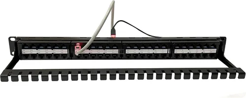 Vista 6 de R.J. Enterprises® -HDPP-48-C6A (48 puertos- en una U)-Sin punzón-10G, alta densidad, corte 50% espacio, 90% tiempo, alimentación, panel de conexión