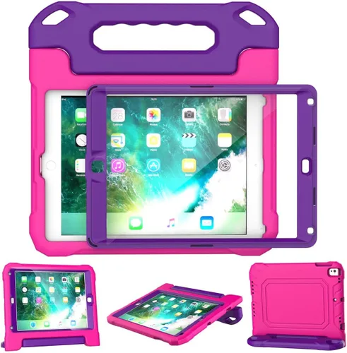 Vista 13 de SUPLIK Funda para niños para iPad de 5ª/6ª generación (9.7 pulgadas, 2017/2018), iPad Air 1 y Air 2 y Pro 9.7 Funda con protector de pantalla, funda