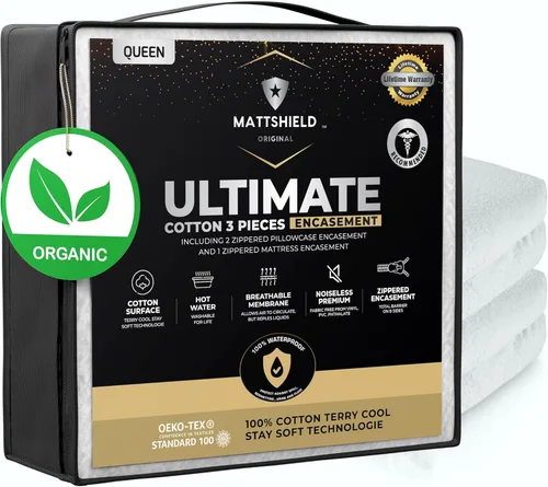 Vista 14 de MATTSHIELD Ultimate - Juego de 3 piezas, funda de colchón a prueba de chinches, tamaño individual XL, parte superior 100% algodón + 2 protectores