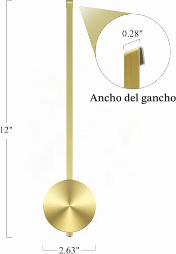 Vista 5 de NiHome Reemplazo del péndulo del reloj de pared de cuarzo (dorado)
