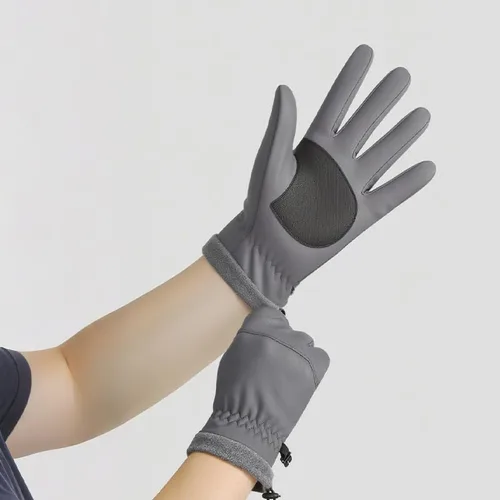 Vista 7 de Winter Thermal Cycling Gloves, Windproof Faux Leather with Adjustable Drawstring & Touchscreen Fingers, Non-Slip Grip for Cold Weather Biking, Black